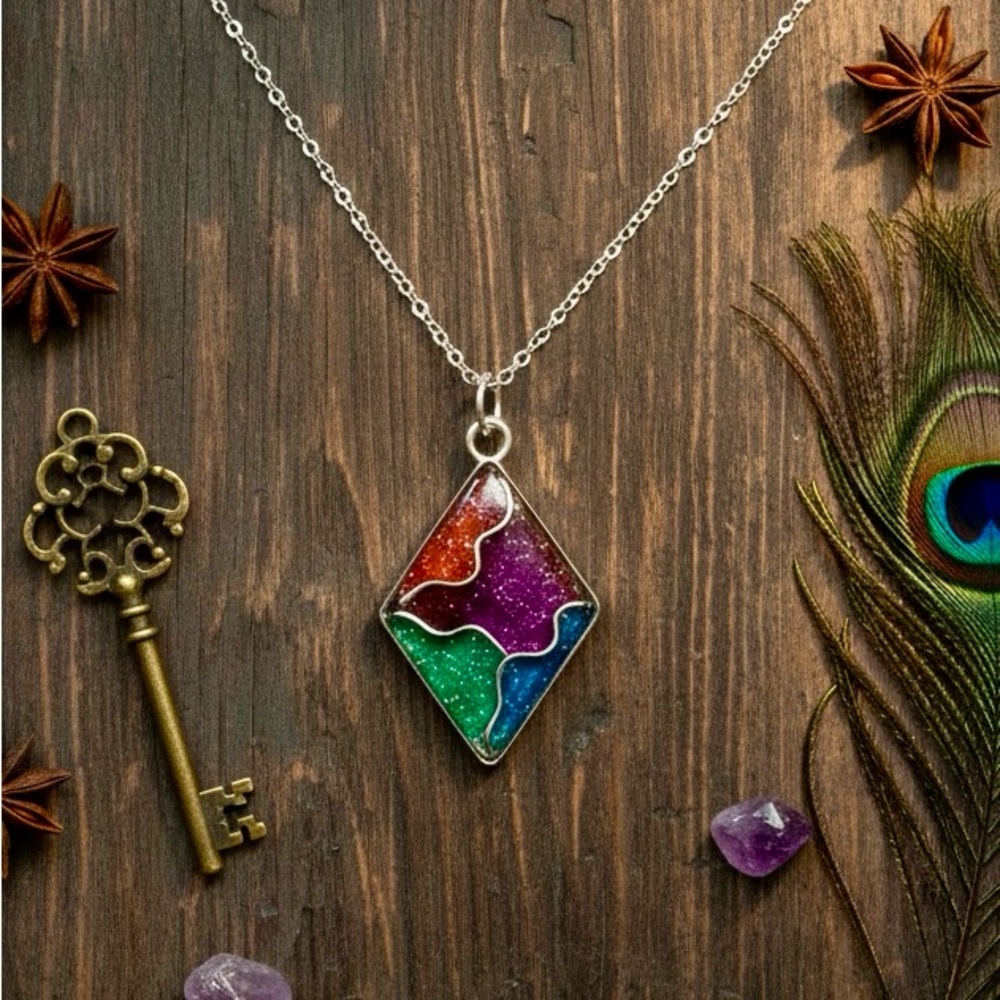 Colorful Geometric Pendant Necklace